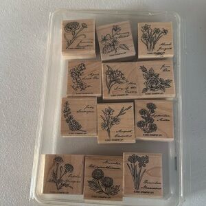 EUC StampinUp! Flowers of the month/ birthday flowers rubber stamp set